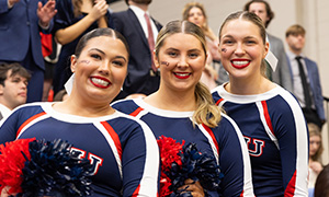 cheerleaders at the Homecoming basketball game
