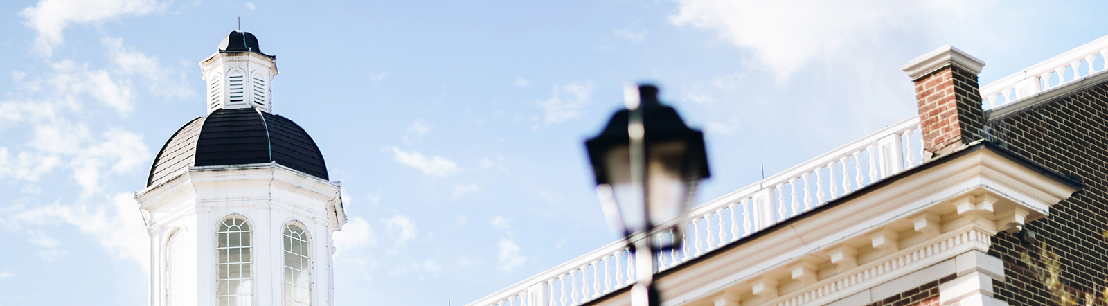 top of Blackaby Building at DBU in Dallas, Texas, with blue skies