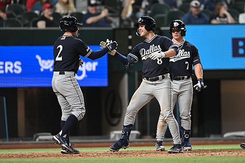 DBU Patriots Baseball players celebration